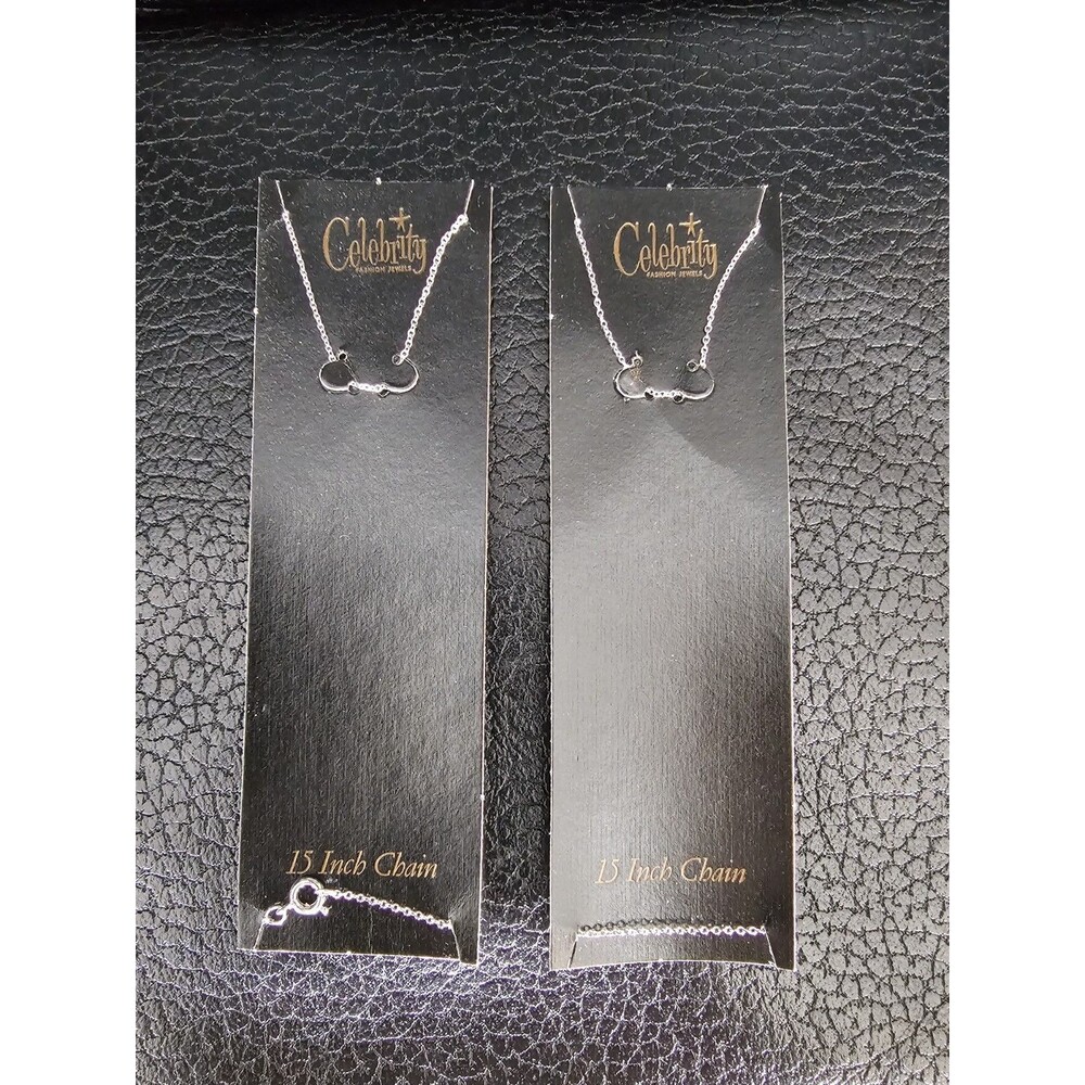 Vintage Celebrity NY Silver Tone Necklace 15" Lot of 2 New Old Stock